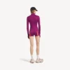 Menekşe/turuncu renkli kadın techwear kısa uzun kollu bodysuit Menekşe/turuncu renkli kadın techwear kısa uzun kollu bodysuit