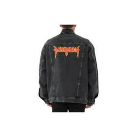 Metallica Oversized Denim Ceket “Yıkanmış Siyah Turuncu” 694504TBP471055