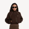 Moka rengi kadın techwear eşofman ceket Moka rengi kadın techwear eşofman ceket