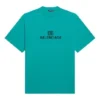 Mozaik Logo BB Alfabe Gevşek Delikli Eskitme Kısa Kollu Unisex Mavi 651795TKVF53660