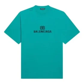 Mozaik Logo BB Alfabe Gevşek Delikli Eskitme Kısa Kollu Unisex Mavi 651795TKVF53660