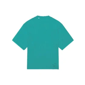 Mozaik Logo BB Alfabe Gevşek Delikli Eskitme Kısa Kollu Unisex Mavi 651795TKVF53660