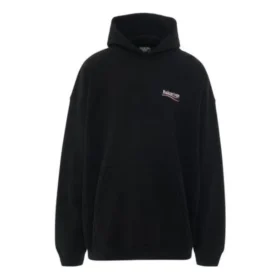Nakışlı Political Campaign Oversized Kapüşonlu Sweatshirt “Siyah” 620973TKVI91070