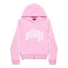 Nologo Fermuarlı Kapüşonlu Sweatshirt Dar Kesim “Açık Pembe Beyaz” 788243TQVK55708