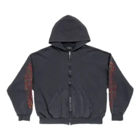 Offshore Fermuarlı Kapüşonlu Sweatshirt Orta Kesim “Black Faded” 770939TPVM91568
