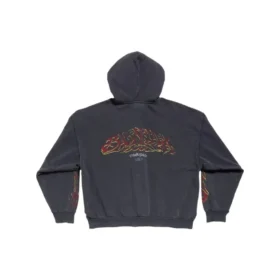 Offshore Fermuarlı Kapüşonlu Sweatshirt Orta Kesim “Black Faded” 770939TPVM91568