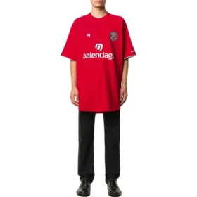 Oversized Futbol Tişörtü “Kırmızı Beyaz” 641658TJV516540