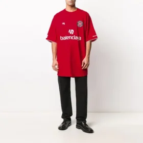 Oversized Futbol Tişörtü “Kırmızı Beyaz” 641666TJV056540