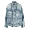 Oversized Kesimli Yırtmaçlı Denim Ceket “Mavi” 697779TMW264437