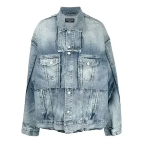 Oversized Kesimli Yırtmaçlı Denim Ceket “Mavi” 697779TMW264437