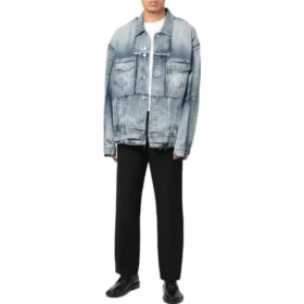 Oversized Kesimli Yırtmaçlı Denim Ceket “Mavi” 697779TMW264437