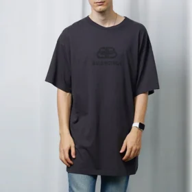 Oversized Yıkanmış Interlock BB Tişört “Lacivert Siyah” 583214TFV658060