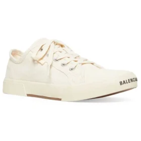 Paris Düşük Bilekli Sneaker “Beyaz Yıkanmış Pamuk ve Beyaz Kauçuk” 688757W3RC59090