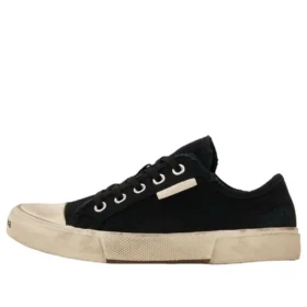 Paris Düşük Bilekli Sneaker “Siyah Yıpranmış Pamuk ve Beyaz Kauçuk” 688757W3RC21090 Paris Düşük Bilekli Sneaker “Siyah Yıpranmış Pamuk ve Beyaz Kauçuk” 688757W3RC21090