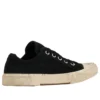 Paris Düşük Bilekli Sneaker “Siyah Yıpranmış Pamuk ve Beyaz Kauçuk” 688757W3RC21090