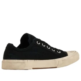 Paris Düşük Bilekli Sneaker “Siyah Yıpranmış Pamuk ve Beyaz Kauçuk” 688757W3RC21090 Paris Düşük Bilekli Sneaker “Siyah Yıpranmış Pamuk ve Beyaz Kauçuk” 688757W3RC21090