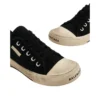 Paris Düşük Bilekli Sneaker “Siyah Yıpranmış Pamuk ve Beyaz Kauçuk” 688757W3RC21090
