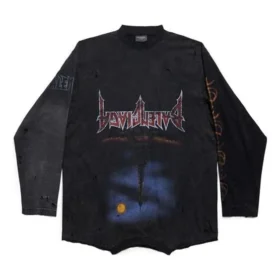 Paris Moon Ters Uzun Kollu Tişört Oversized “Siyah Soluk” 698155TOVT31055