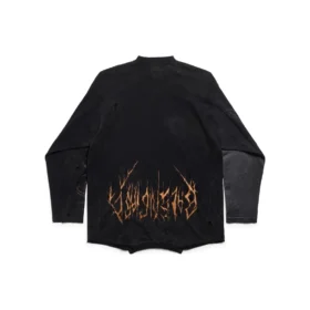 Paris Moon Ters Uzun Kollu Tişört Oversized “Siyah Soluk” 698155TOVT31055