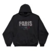 Paris Strass Kapüşonlu Sweatshirt Geniş Kesim “Siyah” 803265TRVL41000