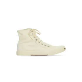 Paris Yüksek Bilekli Sneaker “Beyaz Yıpranmış Pamuk ve Beyaz Kauçuk” 688756W3RC49090
