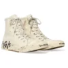 Paris Yüksek Bilekli Sneaker “Beyaz Yıpranmış Pamuk ve Grafitli Beyaz Kauçuk” 688752W3RR49010