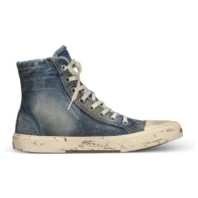 Paris Yüksek Bilekli Sneaker “Mavi Yıpranmış Denim ve Kauçuk” 688752W3RCL4090 Paris Yüksek Bilekli Sneaker “Mavi Yıpranmış Denim ve Kauçuk” 688752W3RCL4090