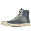 Paris Yüksek Bilekli Sneaker “Mavi Yıpranmış Denim ve Kauçuk” 688756W3RCL4090