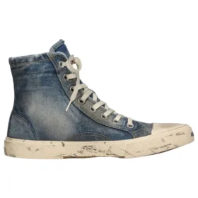 Paris Yüksek Bilekli Sneaker “Mavi Yıpranmış Denim ve Kauçuk” 688756W3RCL4090