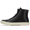 Paris Yüksek Bilekli Sneaker “Siyah Deri ve Beyaz Kauçuk” 688756W3RCA1090