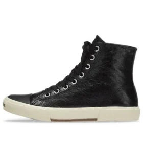 Paris Yüksek Bilekli Sneaker “Siyah Deri ve Beyaz Kauçuk” 688756W3RCA1090