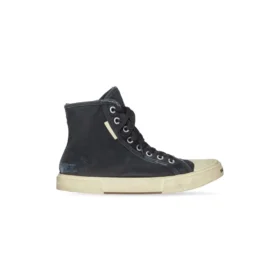 Paris Yüksek Bilekli Sneaker “Siyah Yıpranmış Denim ve Beyaz Kauçuk” 688756W3RC11090