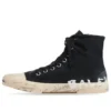 Paris Yüksek Bilekli Sneaker “Siyah Yıpranmış Pamuk ve Beyaz Grafitili Kauçuk” 688752W3RR41099