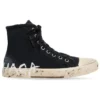 Paris Yüksek Bilekli Sneaker “Siyah Yıpranmış Pamuk ve Beyaz Grafitili Kauçuk” 688752W3RR41099