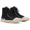 Paris Yüksek Bilekli Sneaker “Siyah Yıpranmış Pamuk ve Beyaz Grafitili Kauçuk” 688752W3RR41099