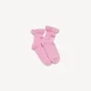 Pembe/kırmızı renkli kadın fiyonklu çoraplar