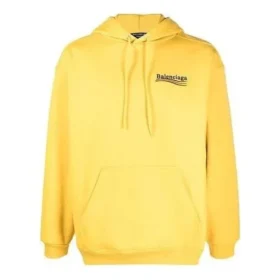 Political Campaign Kapüşonlu Sweatshirt Orta Kesim “Sarı” 600583TKVI97442