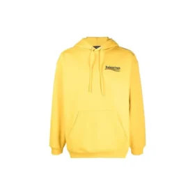 Political Campaign Kapüşonlu Sweatshirt Orta Kesim “Sarı” 600583TKVI97442