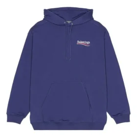 Political Campaign Kapüşonlular Sweatshirt Orta Kesim “Mavi” 600583TKVI91195