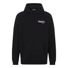 Political Campaign Kapüşonlular Sweatshirt Orta Kesim “Siyah” 600583TKVI91070