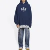 Pride Kapüşonlu Sweatshirt Boxy Fit “Lacivert” 651799TLV548561