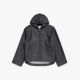 Raw indigo renkli erkek denim kapüşonlu ceket