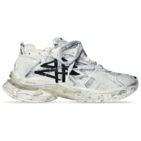Runner Graffiti Sneaker’lar “Siyah ve Beyaz File ve Naylon” 677403W3RBQ9010