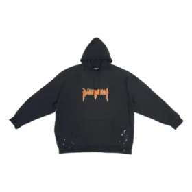 SBalenciaga Metallica Kapüşonlu Sweatshirt Oversized Kesim “Siyah Turuncu” 697879TMV891055