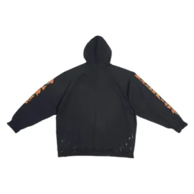 SBalenciaga Metallica Kapüşonlu Sweatshirt Oversized Kesim “Siyah Turuncu” 697879TMV891055