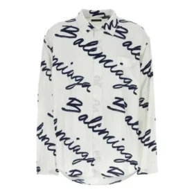 Scribble Logo Kısa Kollu Minimal Gömlek “White Navy” 681812TOLE99167