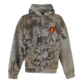 Scribbled Orta Kesim Kapüşonlu Sweatshirt “Gri” 744457TOVA81300 Scribbled Orta Kesim Kapüşonlu Sweatshirt “Gri” 744457TOVA81300