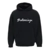Script Logo Oversized Popover Kapüşonlu Sweatshirt “Siyah Beyaz” 674986TMVB51070