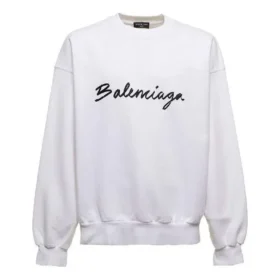 Script Logo Yuvarlak Yaka Sweatshirt “Beyaz” 697869TMVB59040