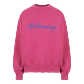 Script Logo Yuvarlak Yaka Sweatshirt “Dark Fuchsia” 697869TMVB50507